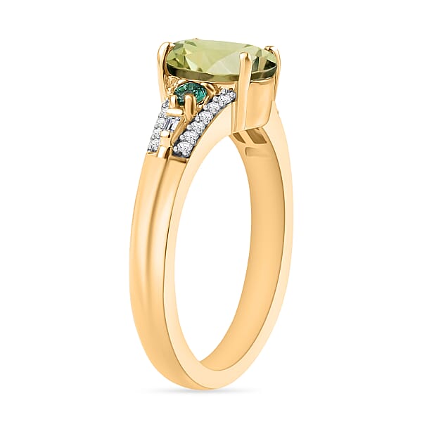 Luxoro AAA Turkizite Boyaca Colombian Emerald And G-H I1 Diamond 1.82 Ctw Ring In 14K Yellow Gold 1 (Del. In 10-12 Days)