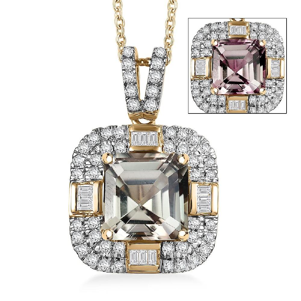 Luxoro AAA Turkizite Diamond Pendant Necklace in 10K Yellow Gold 4.60 ctw (20 Inches)