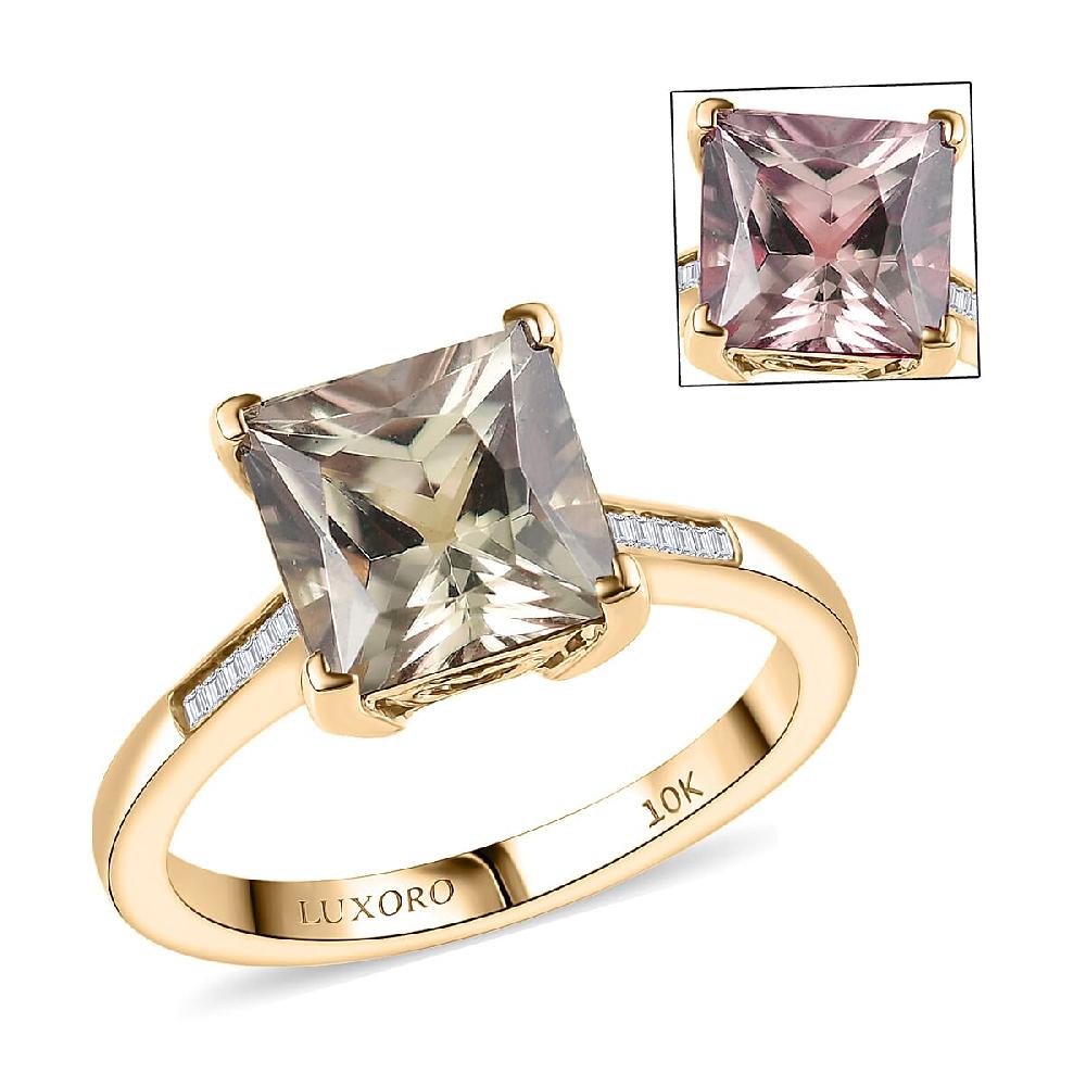 Luxoro AAA Turkizite Diamond Ring in 10K Yellow Gold 3.50 ctw