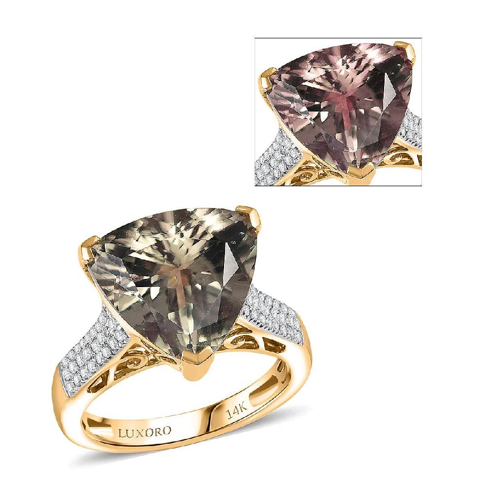 Luxoro AAA Turkizite Diamond Ring in 14K Yellow Gold 9.10 ctw