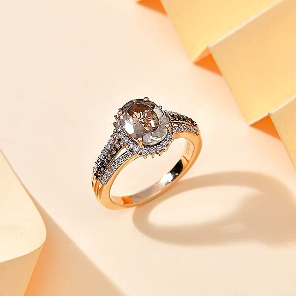 Luxoro AAA Turkizite I2 Natural Champagne And Diamond 2.40 Ctw Vintage Luxe Ring In 14K Yellow Gold
