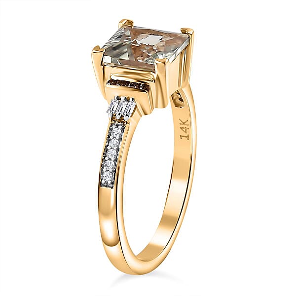 Luxoro AAA Turkizite I2 Natural Champagne And White Diamond 2.10 Ctw Vintage Ring In 14K Yellow Gold