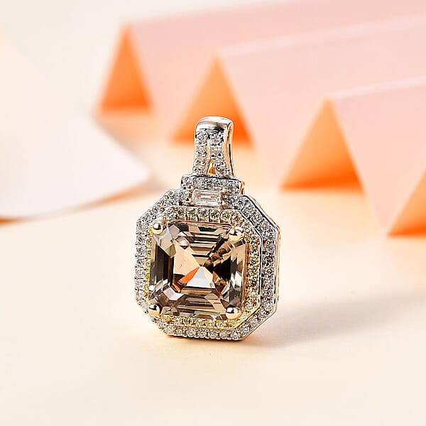 Luxoro AAA Turkizite I2 Natural Yellow And White Diamond 4.40 Ctw Pendant Without Chain In 14K Yellow Gold