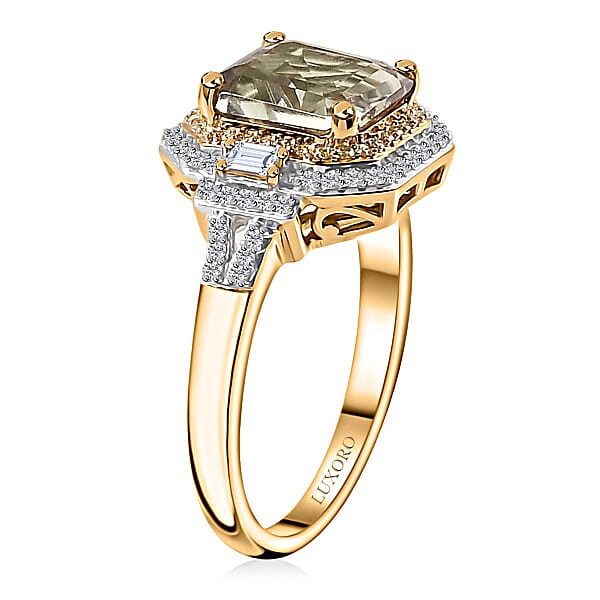 Luxoro AAA Turkizite Natural Yellow And White Diamond (I2) 4.45 Ctw Ring In 14K Yellow Gold