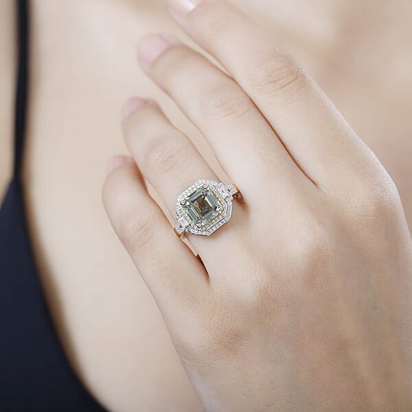 Luxoro AAA Turkizite Natural Yellow And White Diamond (I2) 4.45 Ctw Ring In 14K Yellow Gold