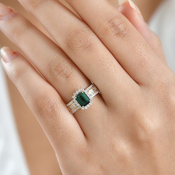 Luxoro AAAA Monte Belo Indicolite And I2 Diamond 1.80 Ctw Royal Elegance Ring In 14K Yellow Gold