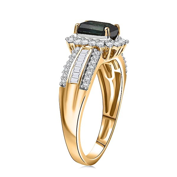 Luxoro AAAA Monte Belo Indicolite And I2 Diamond 1.80 Ctw Royal Elegance Ring In 14K Yellow Gold