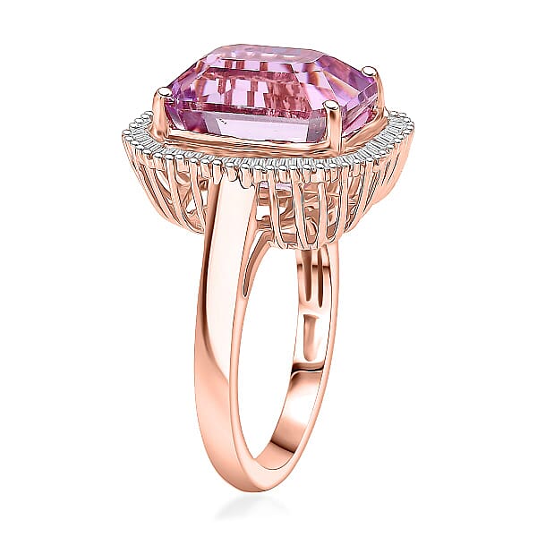 Luxoro AAAA Patroke Kunzite Diamond Ring In 10K Rose Gold 9.80 Ctw