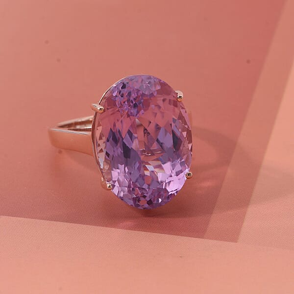 Luxoro AAAA Patroke Kunzite Solitaire Ring In 10K Rose Gold 16.65 Ctw