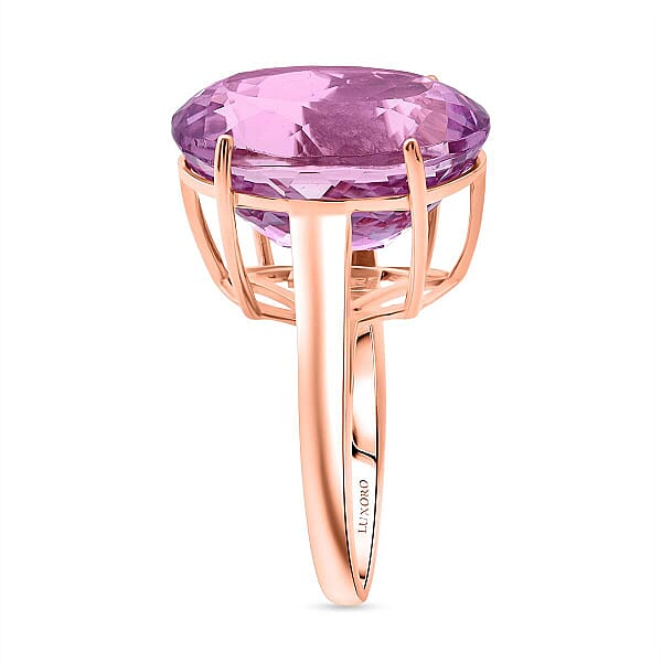 Luxoro AAAA Patroke Kunzite Solitaire Ring In 10K Rose Gold 16.65 Ctw