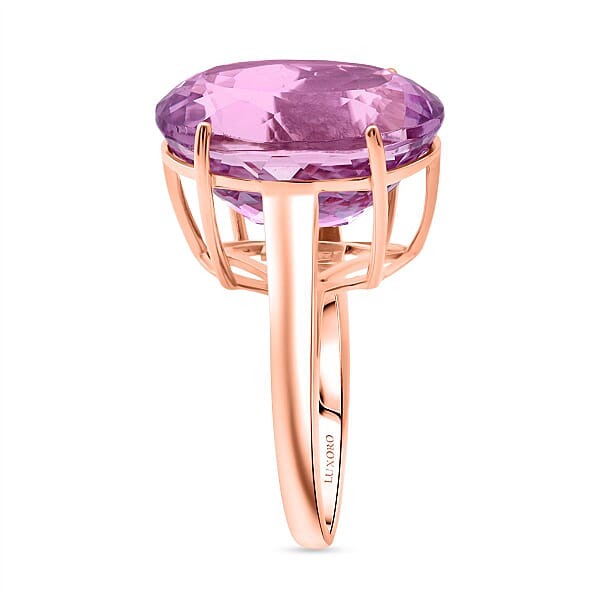 Luxoro AAAA Patroke Kunzite Solitaire Ring In 10K Rose Gold 16.65 Ctw