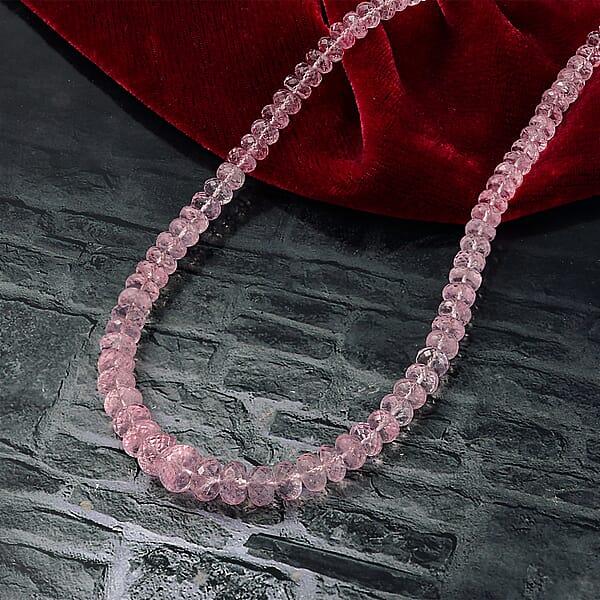 Luxoro AAAA Pink Morganite 170.00 Ctw Beaded Necklace In 14K Rose Gold 18-20 Inches