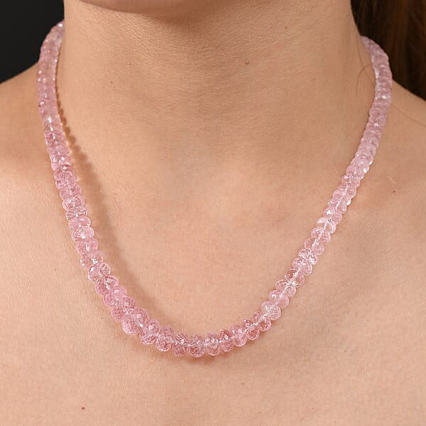 Luxoro AAAA Pink Morganite 170.00 Ctw Beaded Necklace In 14K Rose Gold 18-20 Inches
