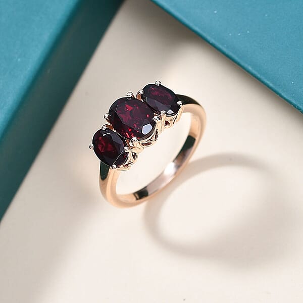Luxoro Anthill Garnet Trilogy Ring In 10K Rose Gold 3.40 Ctw