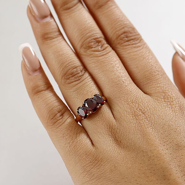 Luxoro Anthill Garnet Trilogy Ring In 10K Rose Gold 3.40 Ctw