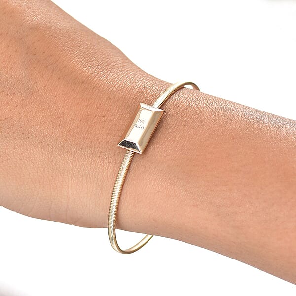 Luxoro Bar Bangle Bracelet In 10K Yellow Gold (7.25 In) 5.87g Included 2.49grams Titanium Weight