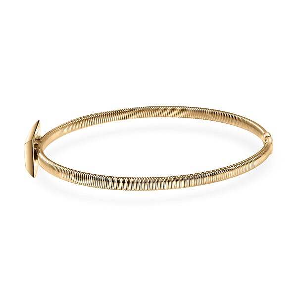 Luxoro Bar Bangle Bracelet In 10K Yellow Gold (7.25 In) 5.87g Included 2.49grams Titanium Weight