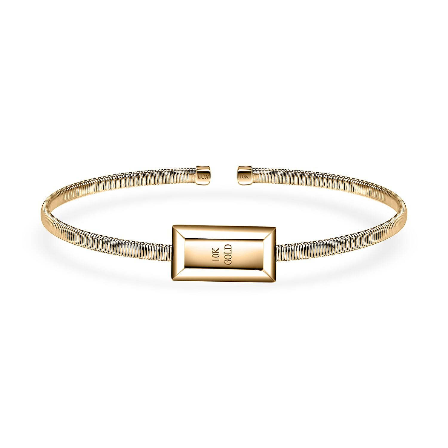 Luxoro Bar Bangle Bracelet in 10K Yellow Gold (7.25 In) 5.87g Included 2.49grams Titanium Weight