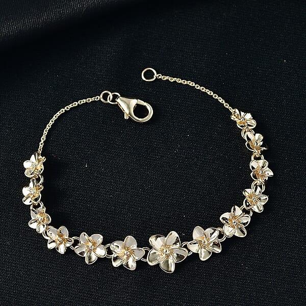 Luxoro Blooming Floral Bracelet In 10K Yellow Gold (6.50 In) 6.53 Grams