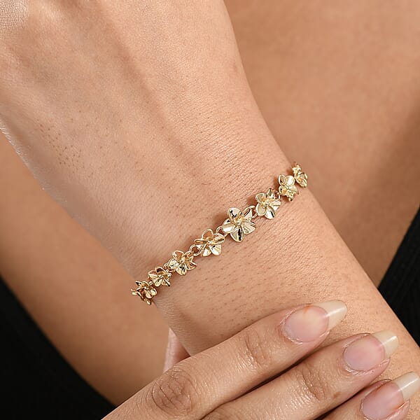 Luxoro Blooming Floral Bracelet In 10K Yellow Gold (6.50 In) 6.53 Grams