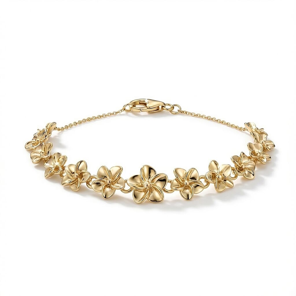 Luxoro Blooming Floral Bracelet in 10K Yellow Gold (6.50 In) 6.53 Grams