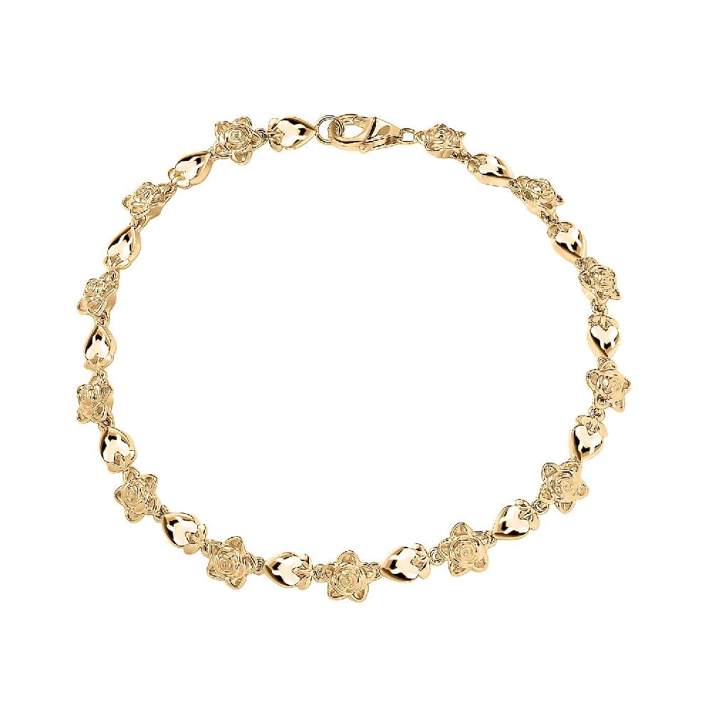 Luxoro Blooming Rose Bracelet in 10K Yellow Gold (6.50 In) 9.71 Grams