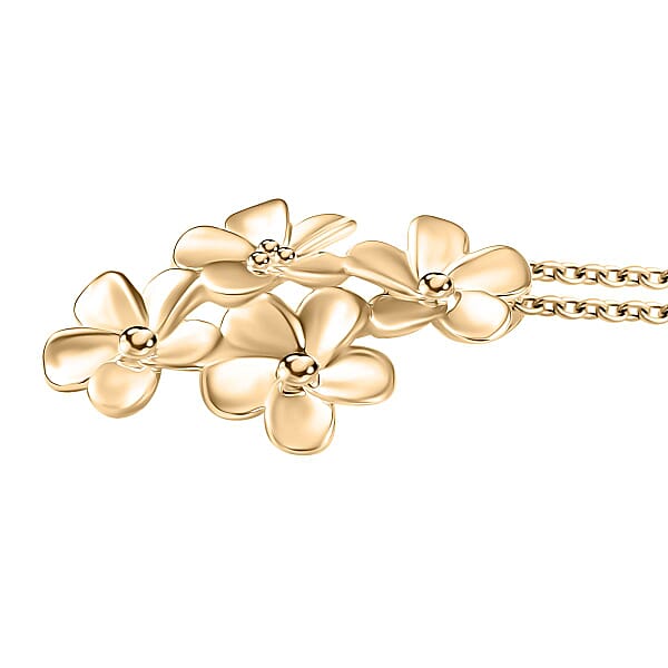 Luxoro Bouquet Of Flowers Pendant Necklace In 10K Yellow Gold 3.90 Grams 20 Inches