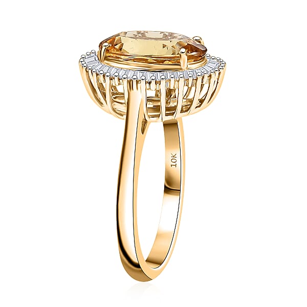 Luxoro Brazilian Heliodor Diamond Ring In 10K Yellow Gold 4.40 Ctw