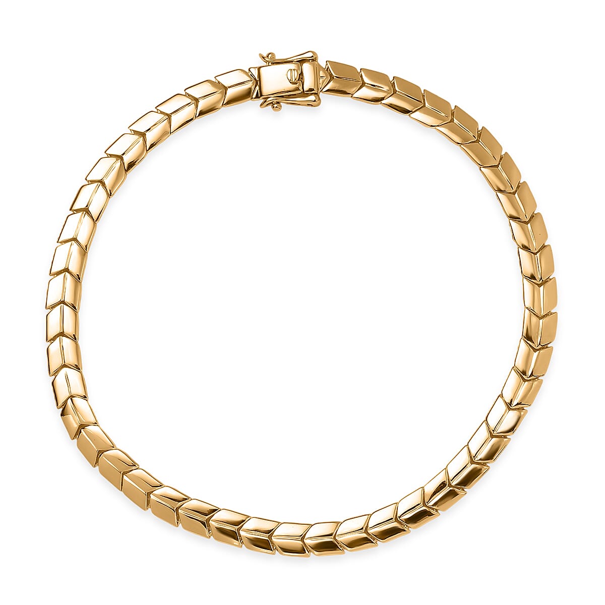 Luxoro Chevron Link Bracelet in 10K Yellow Gold (6.50 In) 6.7 Grams