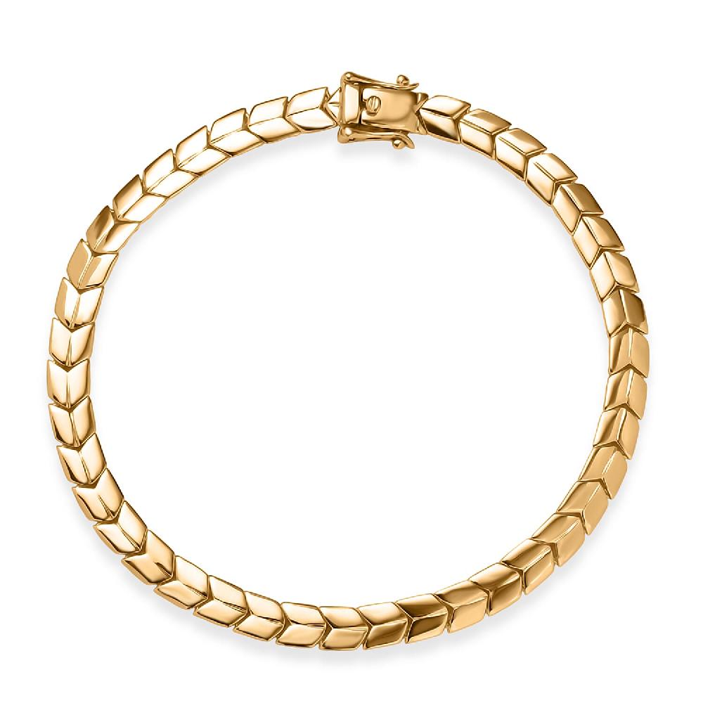 Luxoro Chevron Link Bracelet in 10K Yellow Gold (7.25 In) 7.15 Grams