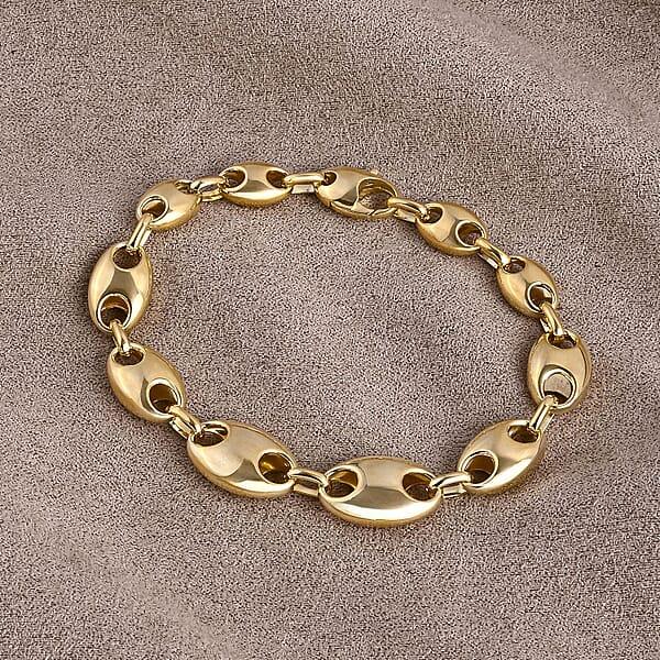 Luxoro Coffee Bean Link Chain Bracelet In 10K Yellow Gold (7.25 In) 7 Grams