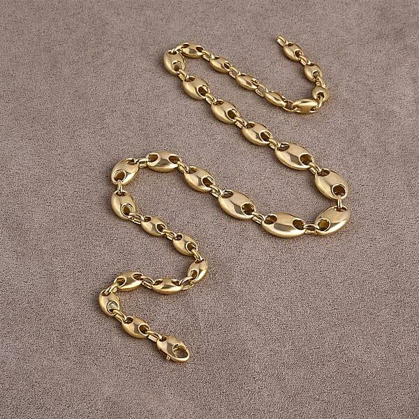 Luxoro Coffee Bean Link Chain Necklace In 10K Yellow Gold 15.70 Grams 18 Inches