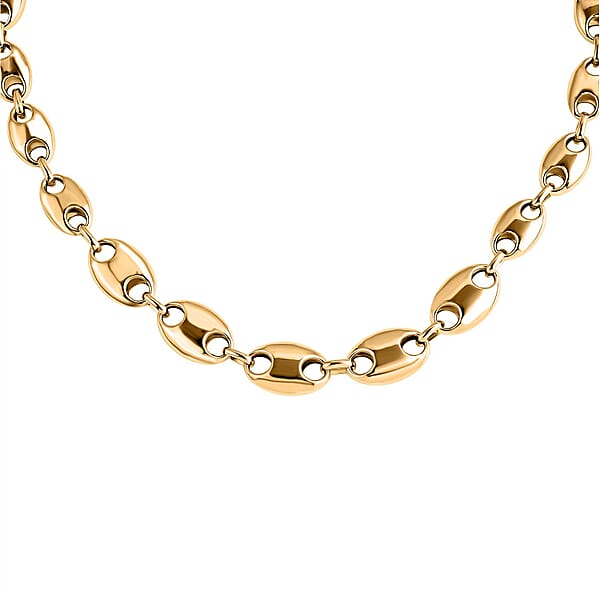 Luxoro Coffee Bean Link Chain Necklace In 10K Yellow Gold 15.70 Grams 18 Inches