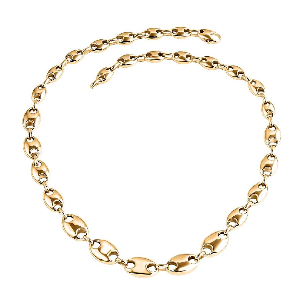 Luxoro Coffee Bean Link Chain Necklace in 10K Yellow Gold 15.70 Grams 18 Inches
