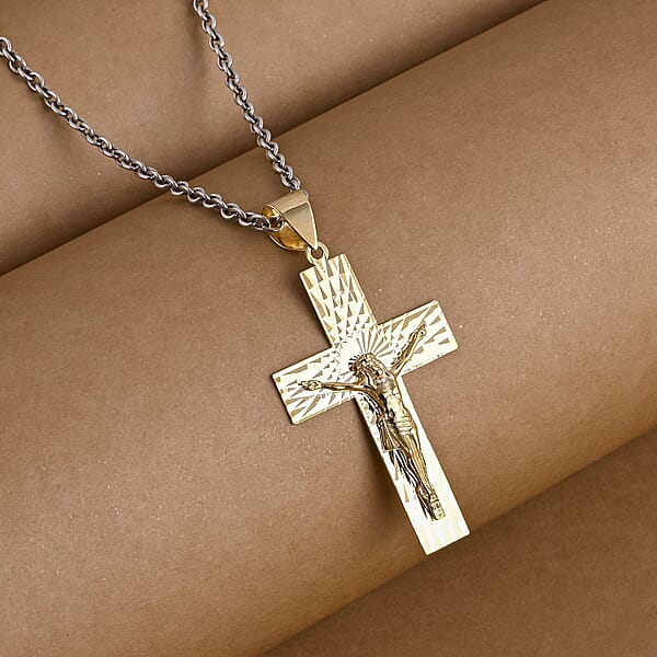 Luxoro Diamond-cut Crucifix Pendant Without Chain In 10K Yellow Gold 3.20 Grams
