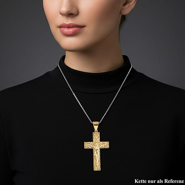 Luxoro Diamond-cut Crucifix Pendant Without Chain In 10K Yellow Gold 3.20 Grams