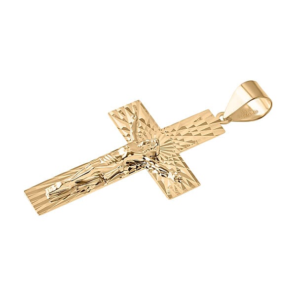 Luxoro Diamond-cut Crucifix Pendant Without Chain In 10K Yellow Gold 3.20 Grams