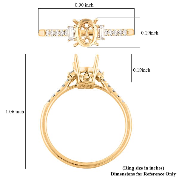 Luxoro Diamond (I2) 0.25 Ctw Mounting Ring In 14K Yellow Gold