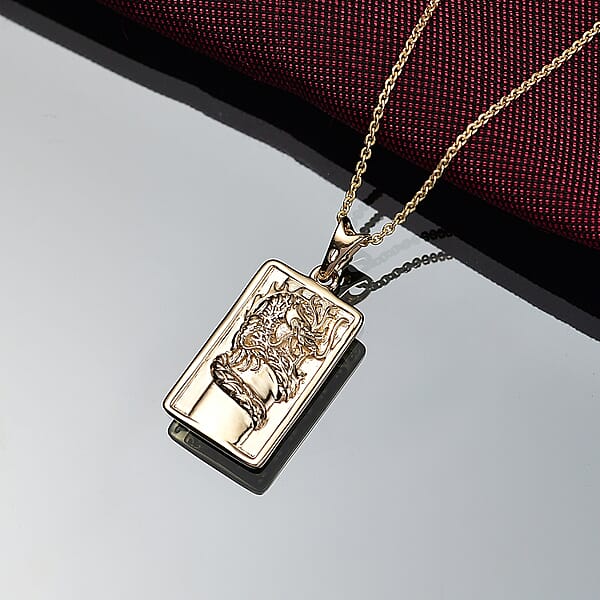 Luxoro Dragon Bar Pendant Necklace In 10K Yellow Gold 4.75 Grams 20 Inches