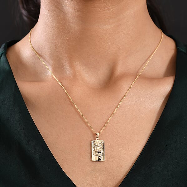 Luxoro Dragon Bar Pendant Necklace In 10K Yellow Gold 4.75 Grams 20 Inches
