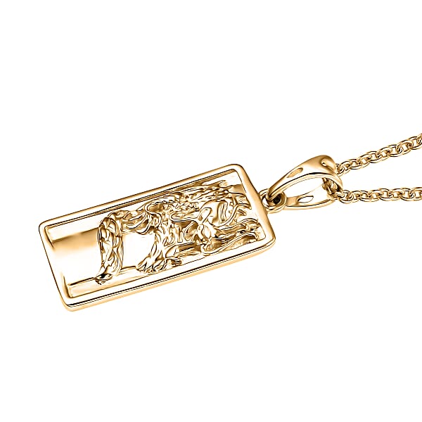 Luxoro Dragon Bar Pendant Necklace In 10K Yellow Gold 4.75 Grams 20 Inches