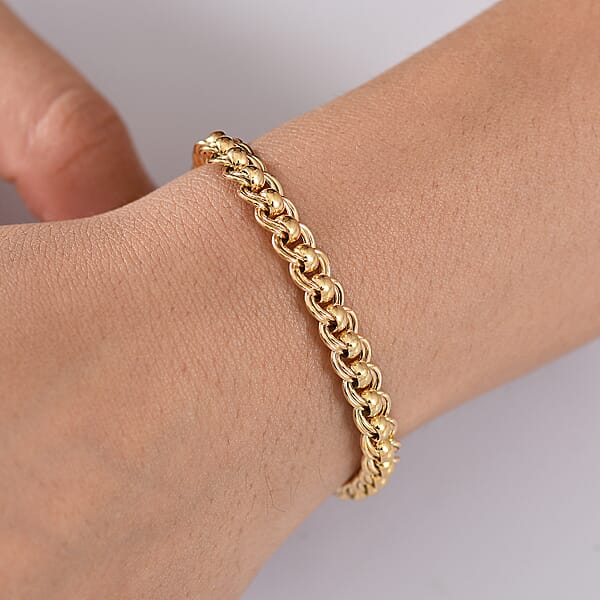 Luxoro Fancy Link Chain Bracelet In 10K Yellow Gold (7.25 In) 5.45 Grams
