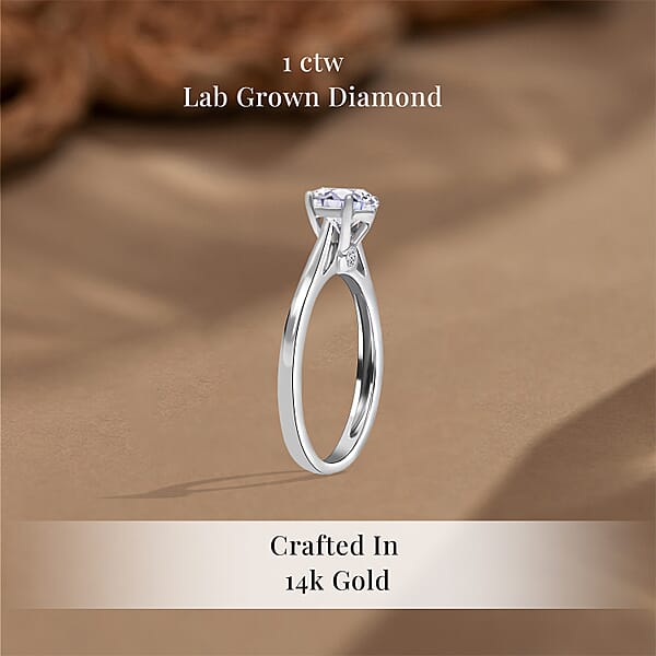 Luxoro G-H SI Lab Grown Diamond Solitaire Ring 14K White Gold Ring Diamond Ring Gifts For Her Diamond Jewelry 1.00 Ctw