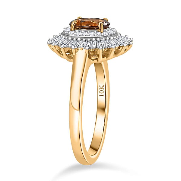 Luxoro Golden Turkizite White Diamond Sunburst Halo Ring In 10K Yellow Gold 1.30 Ctw