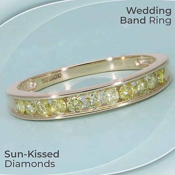 Luxoro I2-I3 Natural Yellow Diamond 0.50 Ctw Band Ring In 10K Yellow Gold