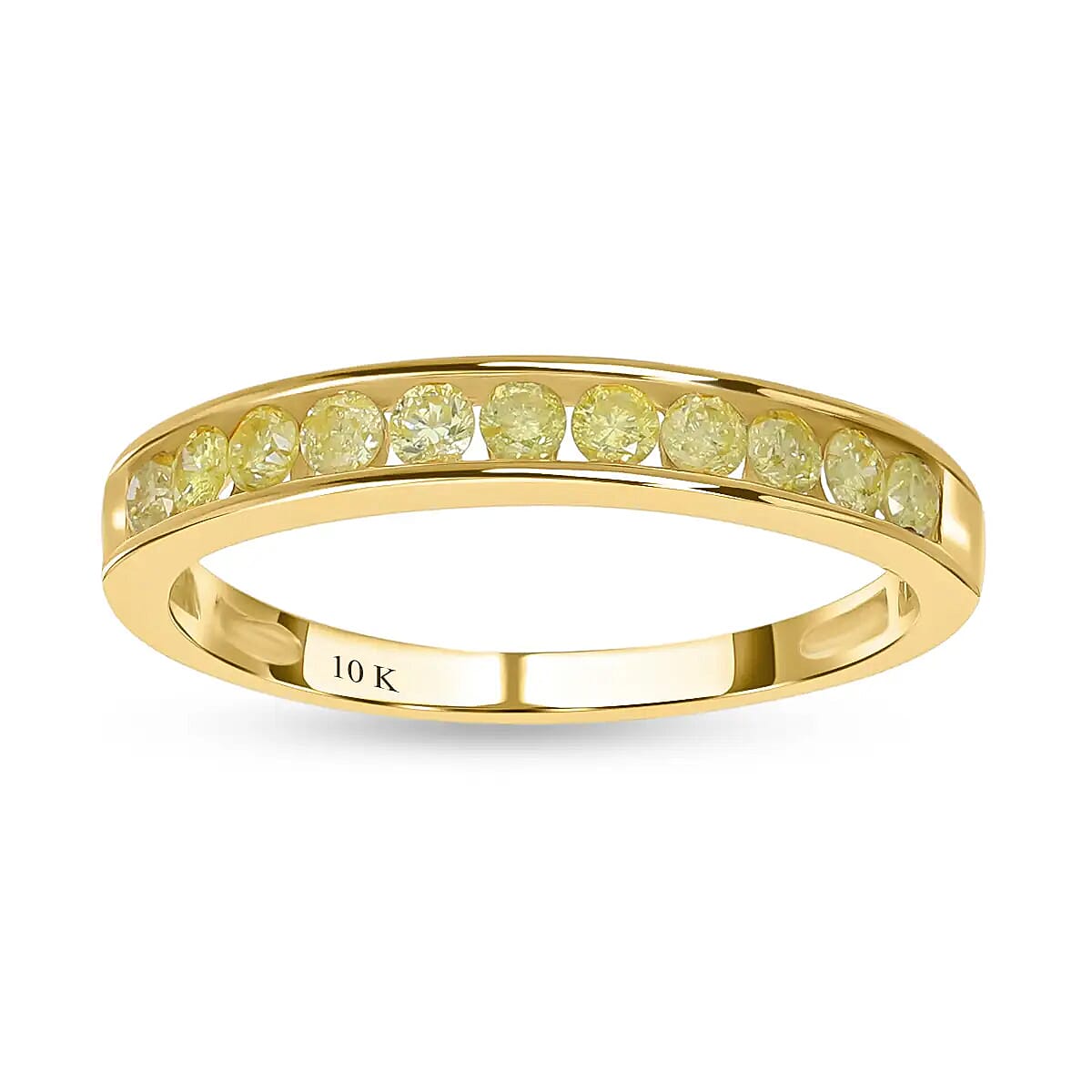 Luxoro I2-I3 Natural Yellow Diamond 0.50 ctw Band Ring in 10K Yellow Gold