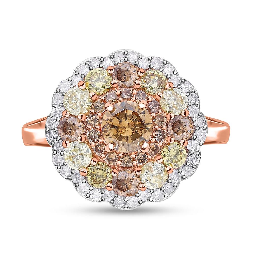 Luxoro I3 Natural Multi Diamond 2.00 ctw Floral Ring in 10K Rose Gold