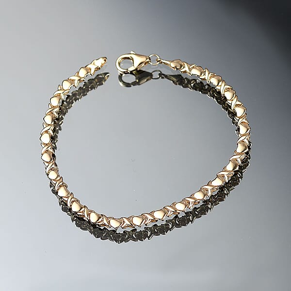 Luxoro Infinity With Heart Link Bracelet In 10K Yellow Gold (7.25 In) 5.15 Grams