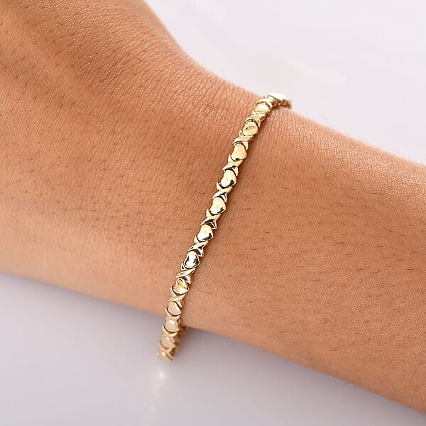Luxoro Infinity With Heart Link Bracelet In 10K Yellow Gold (7.25 In) 5.15 Grams