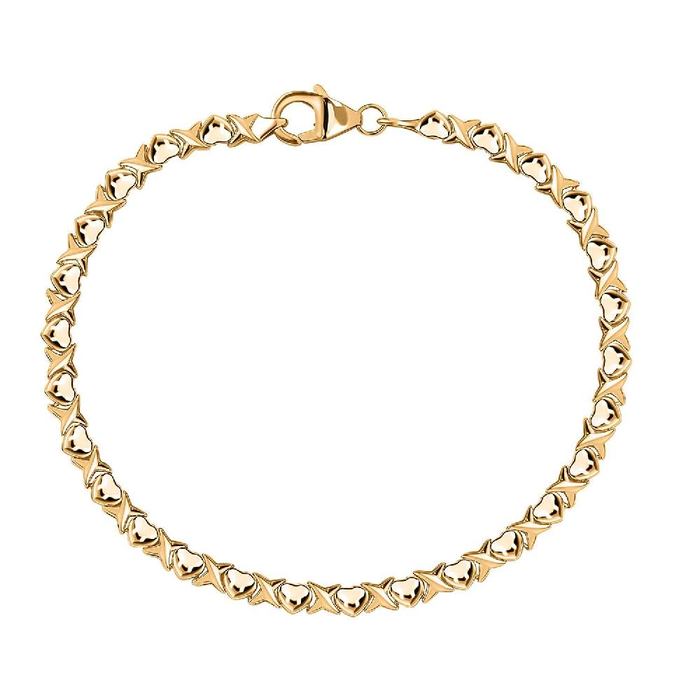Luxoro Infinity with Heart Link Bracelet in 10K Yellow Gold (7.25 In) 5.15 Grams